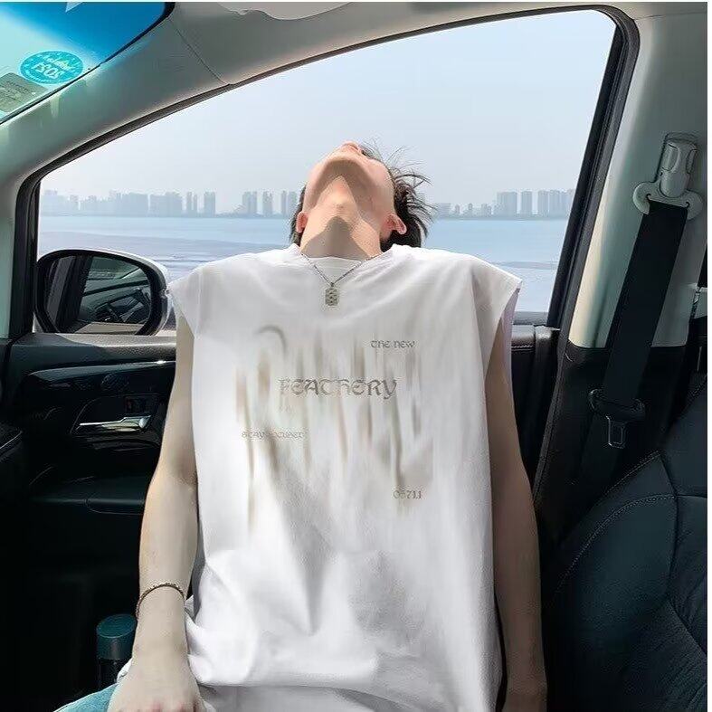 潮流字母背心男士夏季美式情侣体恤宽松百搭休闲无袖t恤潮牌,男装背心/马甲,星座218-1（原230）