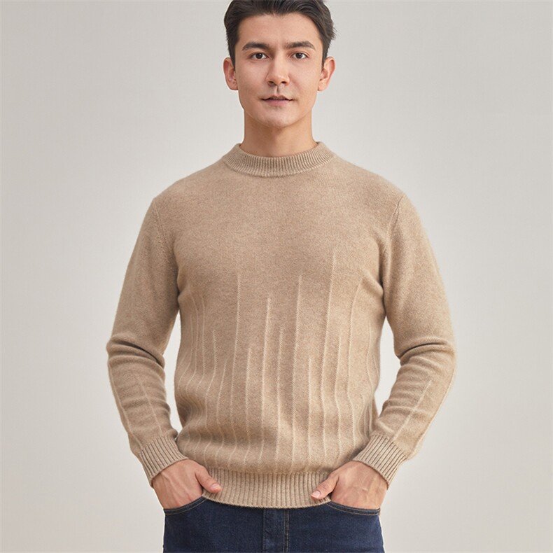 高品质男士羊绒套衫经典黑色圆领设计舒适保暖商务休闲,男装羊绒套衫,牧群羊绒