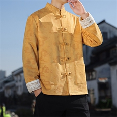 男士外套麂皮绒印花夹克盘扣立领唐装龙XZ1512-2508-P85，男装夹克，星座1512