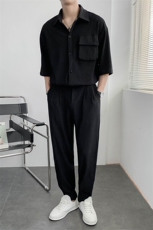 夏季新款条纹短袖长裤套装A328-2238-P105，男装休闲套装，星座406