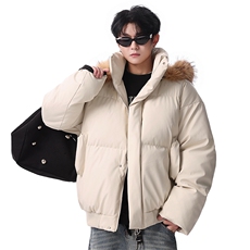PU皮棉服男连帽毛领棉衣帽子可拆卸毛领可拆卸MF668-特P88无差价，男装棉衣，星座214-3