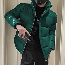 AY09/P138控178/冬季社会小伙纯色亮面设计感重磅棉衣外套绿首1，男装棉衣，星座305B-1
