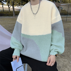 慵懒风线衣撞色宽松毛衣外套2023秋冬小众潮牌针织衫男 M1067-P40图片