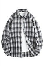 春季新款（跨境电商）格子男女情侣款潮流宽松格纹衬衣，男装衬衫，星座1107-1