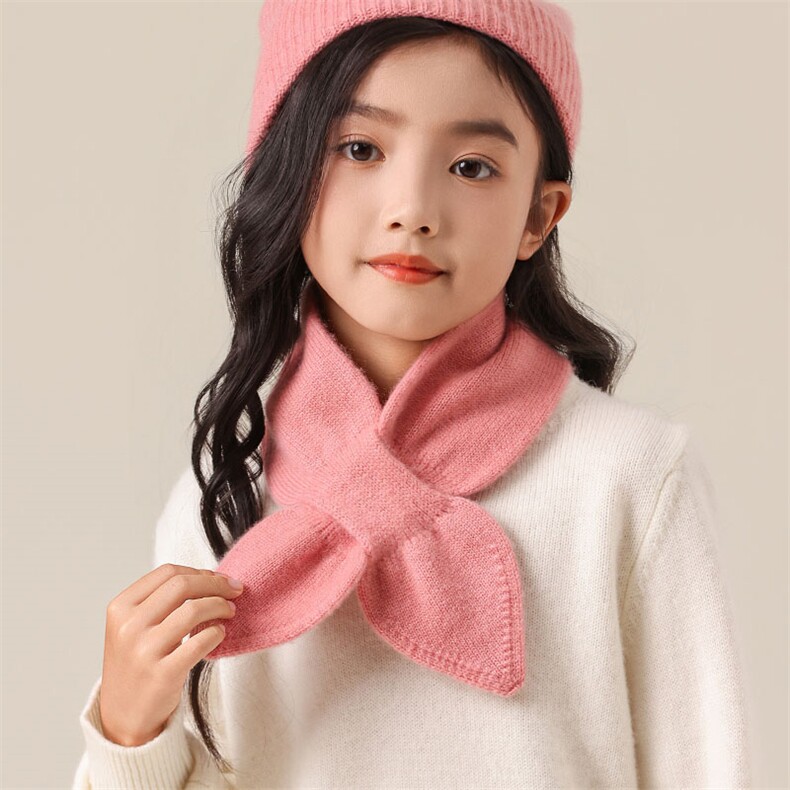 秋冬季35%保暖轻盈无压感厚蝴蝶结围巾，童装儿童配饰，群鹿羊绒