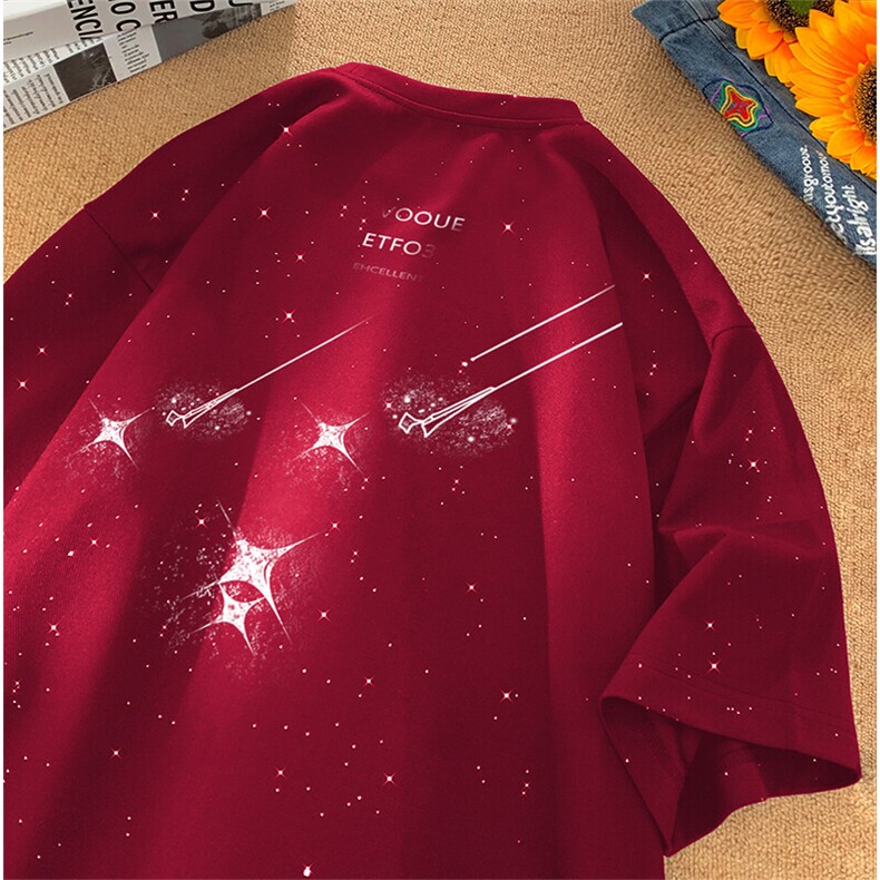 可48小时发货支持抖音得物来样二开美式满天星亮片短袖T恤MTX663,男装T恤,电商A486-1