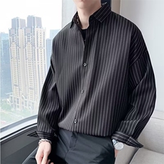 条纹长袖衬衫外套男秋季痞帅潮牌ins休闲衣服SC303P33，男装衬衫，星座1116-2