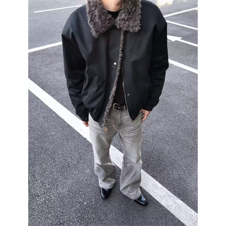 座山雕加厚棉服狼毛哈灵顿环保毛领夹克外套MY587特P96，男装夹克，星座908-1