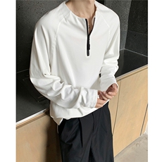 24秋冬美式半拉德绒内搭长袖T恤卫衣宽松打底衫男女H1019P38，男装T恤，电商A341