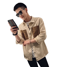 社会风春秋纯色大口袋拼接高品质衬衫B297-1951-P95控128，男装衬衫，电商B297