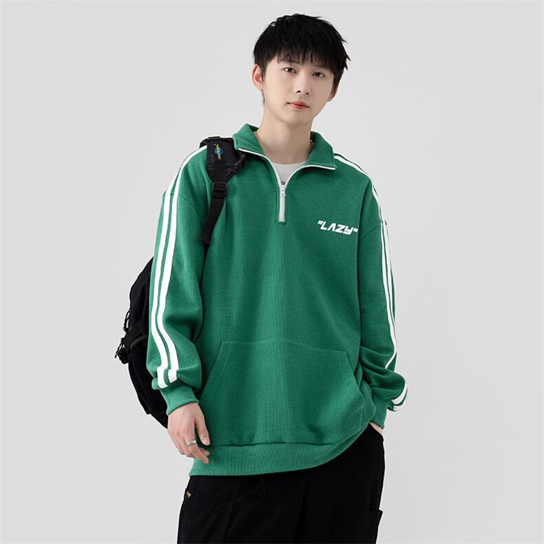 新款POLO衫华夫格翻领发泡印花卫衣休闲套头潮PL3325-P40控68,男装Polo衫,星座717