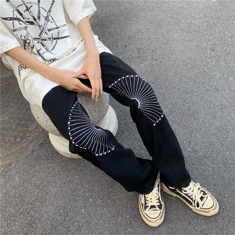 青春流行ins男直筒水洗刺绣牛仔裤NC37P62,男装牛仔裤,星座1116-2
