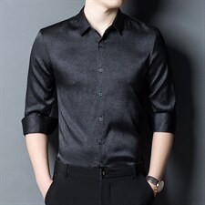 长袖衬衫男秋季薄款商务休闲时尚高级感免烫衬衣2023新款，男装衬衫，电商B212（原钱塘6029）