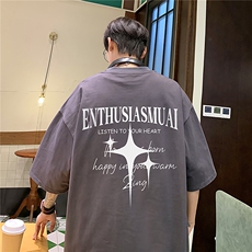 重磅240克精梳双纱精密赛格纺T恤纯棉印花短袖男T6346特P19，男装T恤，星座610B-1