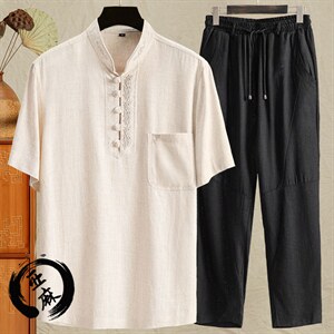 麻本白衣+麻本白裤