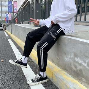 印花字母卫裤男潮流宽松纯棉休闲九分裤情侣收口运动裤 K1284-P38图片