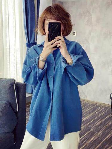 灯芯绒衬衣韩版，女装，简单小珍
