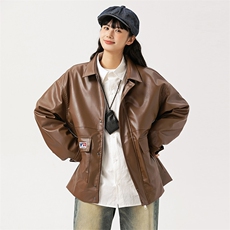 2026春季新款男装日系潮牌宽松纯色皮外套休闲夹克JK566-F123，男装夹克，电商A101（原外27）