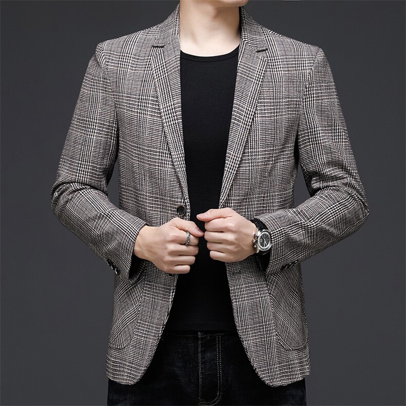 秋季新款西装男西服简约外套西服商务休闲小西装单西图片
