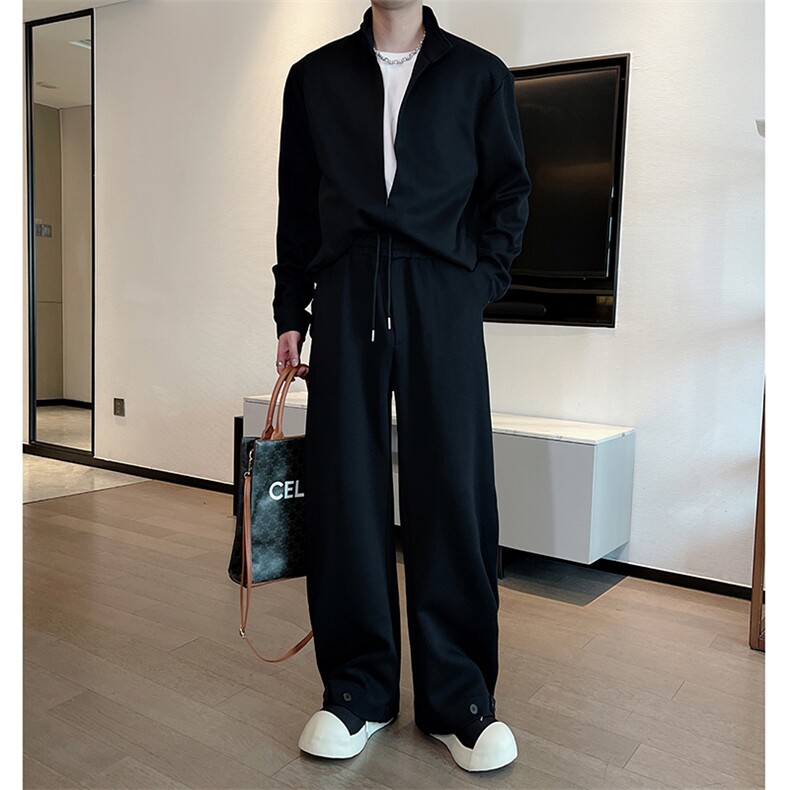 秋冬高克重品质假两件立领卫衣休闲运动套装男阔腿卫裤TZ298-P135，男装休闲套装，电商B267