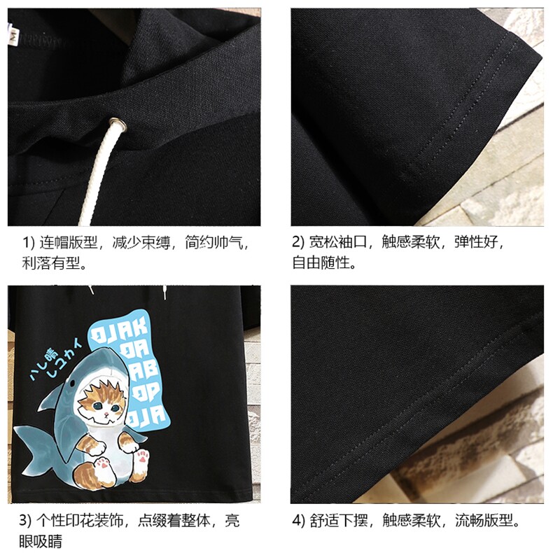 LD54217-P45连帽短袖t恤男大码胖子带帽五分袖中袖砖墙挂拍,男装T恤,电商A040A