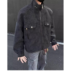 W9694-P85网图现货夹克立领工装外套高级感痞帅cleanfi机车皮衣，男装夹克，星座1608-2