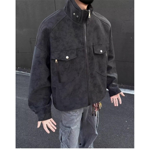 W9694-P85 网图现货 夹克立领工装外套高级感痞帅cleanfi机车皮衣图片