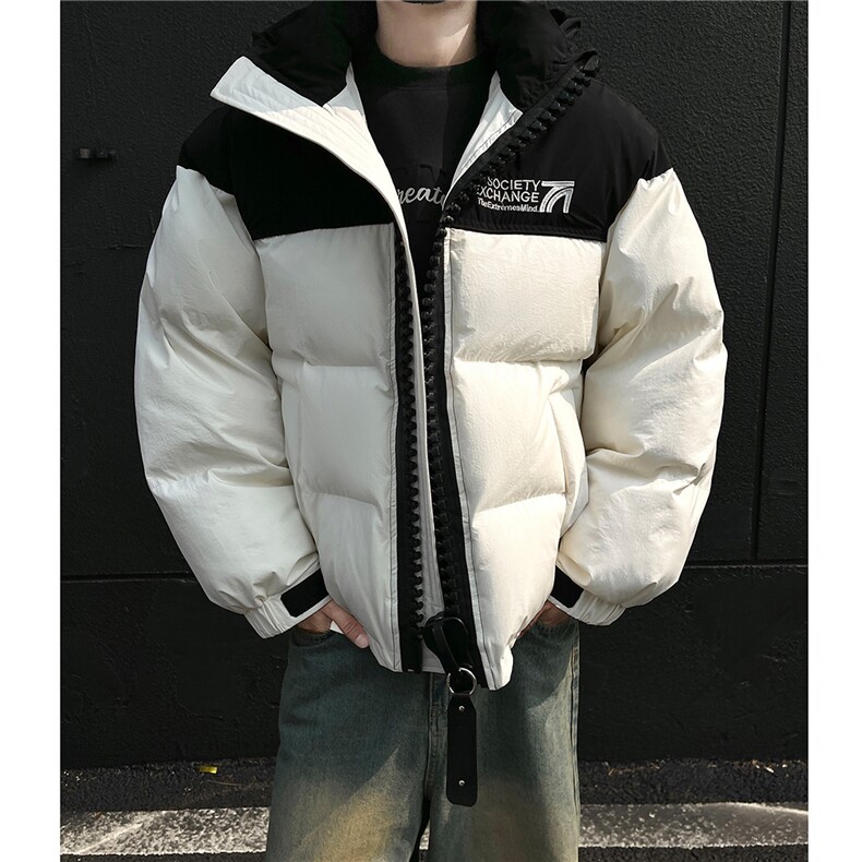 极寒保暖美式连帽大拉链羽绒棉衣加厚撞色宽松外套男H1028P158,男装棉衣,电商A341