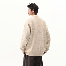 秋冬复古休闲慵懒风V领针织衫男纯色开衫毛衣外套914-4-M5811P60，男装针织衫/毛衣，星座914-4