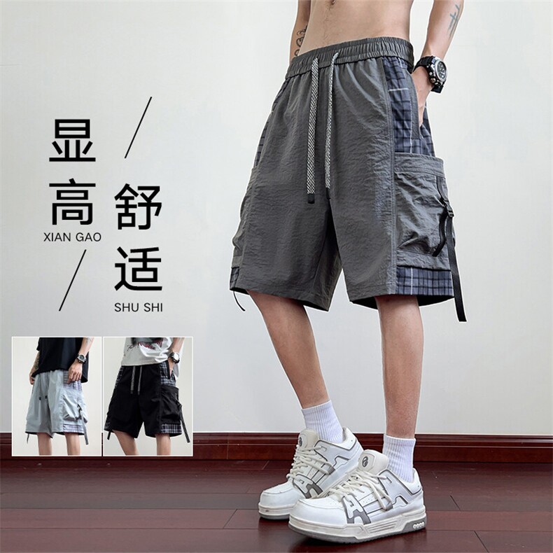 红木地板夏季冰感卫裤休闲短裤男拼接工装裤五分裤A436-2512-P40,男装休闲裤,电商A436