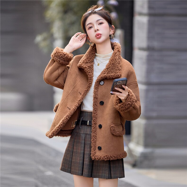 2025冬季新款~~双面穿皮毛一体,女装棉衣/棉服,意芙