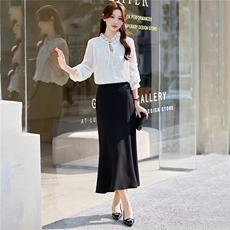 BAO现货2026新款春装时尚气质优雅立体植花衬衣百搭半身裙两件套，女装套装/套裙，卡杰菲