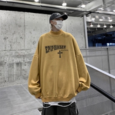 水洗做旧加绒加厚卫衣男2026冬高领十字架打底衫XZ514-2-X55-P78，男装T恤，星座514-2(原B239)