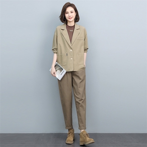 2024春秋新款文艺棉质西装短外套女宽松百搭休闲外穿气质西服上衣图片