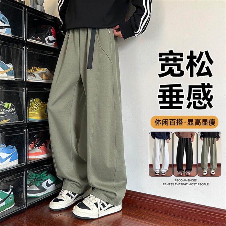 加绒加厚针织卫裤港风宽松美式青少年长裤棉K1131P50K1131JRP60,男装休闲裤,电商D325