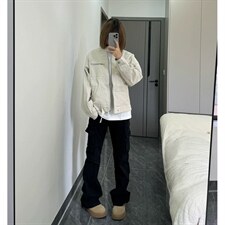 26春装高品质老钱风立领夹克外套男女美式潮牌拉链工装风宽松上衣，男装夹克，电商A486