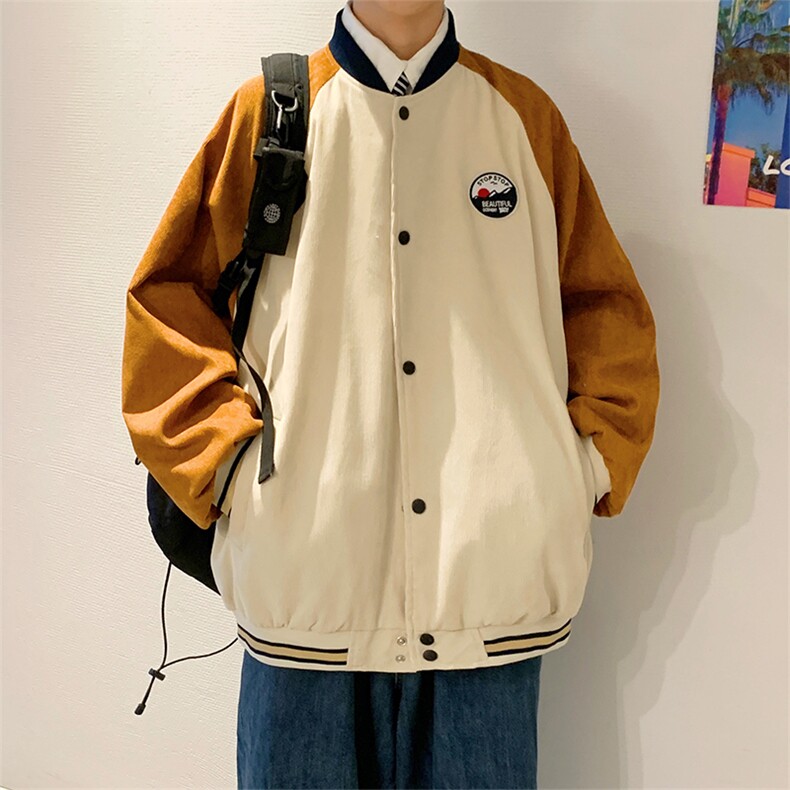 棒球服港风工装上衣宽松韩版运动拼接撞色夹克百搭外套W1287-P55图片
