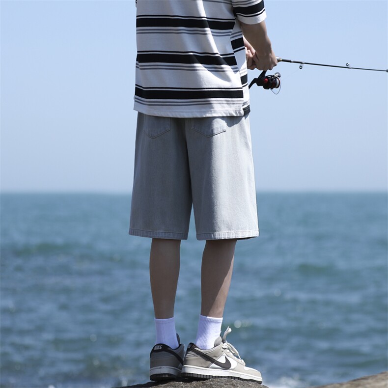 港风ins复古牛仔裤夏季薄款宽松大码休闲百搭五分裤DK852-特批-34图片