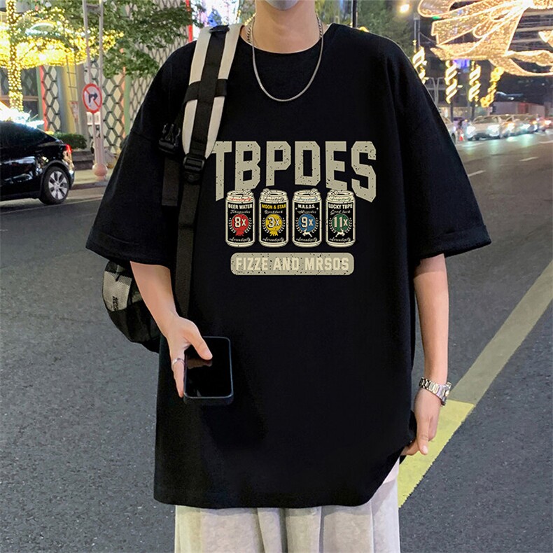 T786大码宽松纯棉运动圆领体恤衫oversize短袖T恤男重磅T,男装T恤,星座304A-1