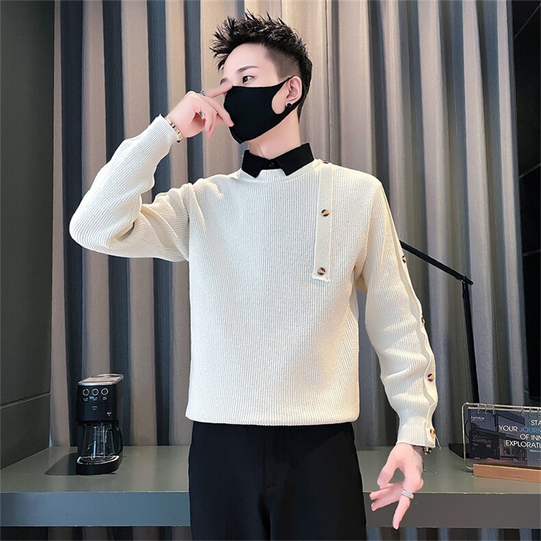 M583-1-P88控118新款黑色毛衣男款高级衬衫领针织衫秋冬男士休闲,男装针织衫/毛衣,星座102A（原电商D309-1）