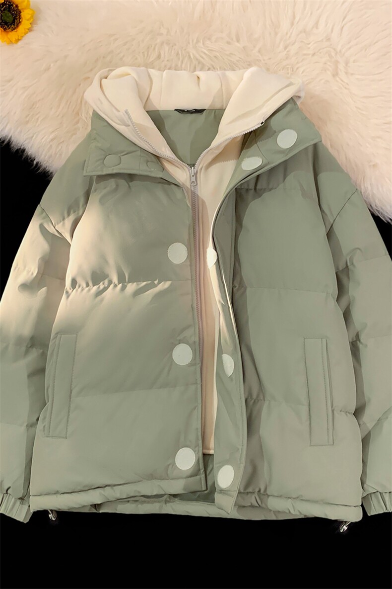 冬季青少年连帽假两件外套加绒加厚休闲简约棉衣棉服5303-P85,男装棉衣,电商B306