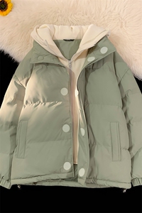 冬季青少年连帽假两件外套加绒加厚休闲简约棉衣棉服5303-P85图片