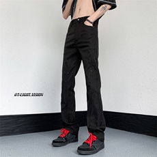 B221美式ins高街暗黑小众铆钉修身小脚休闲裤子LK23092-P60控78，男装休闲裤，电商B221