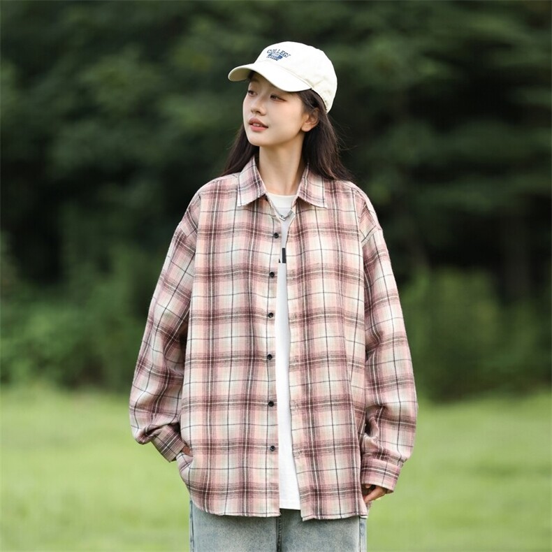 25年春季格子衬衫长袖大码宽松落肩现货DS-C323-1-2380-特批30,男装衬衫,电商C323-1