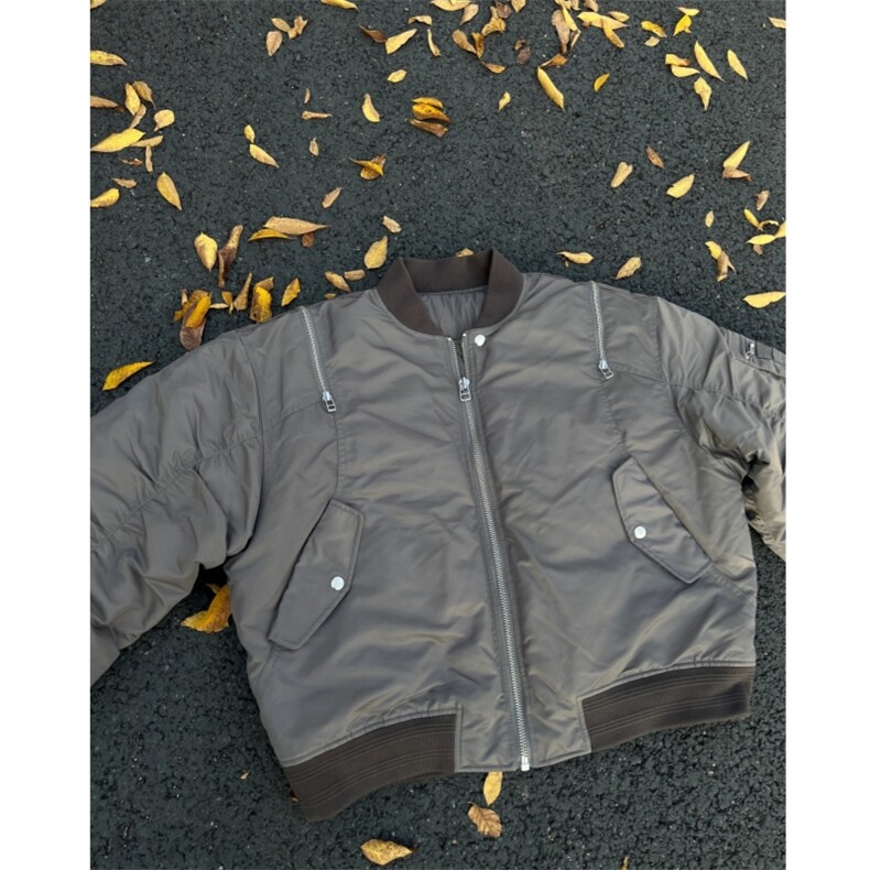 现货 高质量 拉链设计棉服棉衣夹棉图片