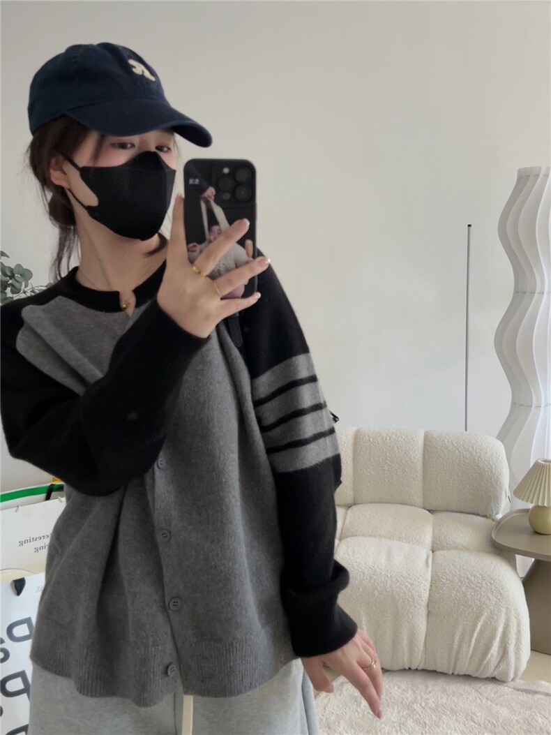 秋冬新款女圆领外搭韩版毛衣外套显瘦针织开衫,针织衫/毛衣,沐策羊绒