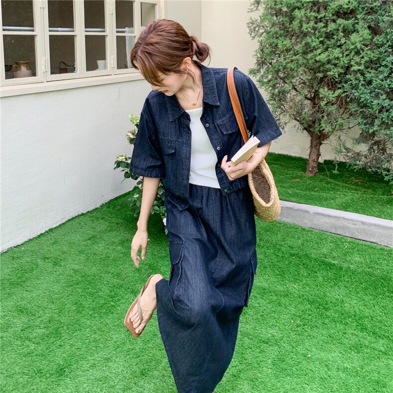 现货新品薄牛仔工装套装裙2C375-505-P155-K228,女装套装/套裙,2C375