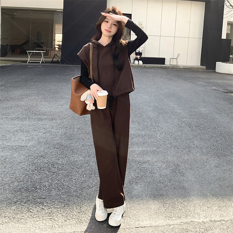 2024春季新款休闲时尚套装女时髦洋气减龄高级感卫衣三件套,女装套装/套裙,浙宝042