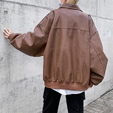 美式潮牌机车服皮夹克男秋季高街嘻哈宽松翻领休闲外套JK0121-P78，男装夹克，星座308B-1