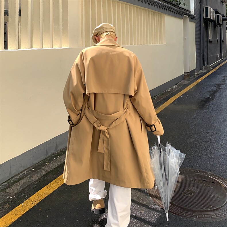 【2025秋冬】韩系风衣宽松潮流复古过膝尼大衣风衣中长外套,男装风衣,星座112A